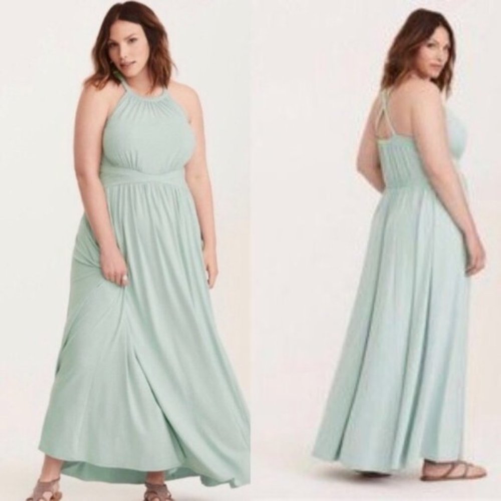 Torrid Soft Mint Maxi Halter Dress SZ 1X